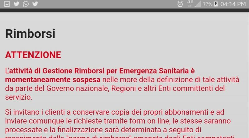 rimborso. Nessun rimborso per i pendolari vittime del lockdown da Covid 19, per ora - 03/06/2020