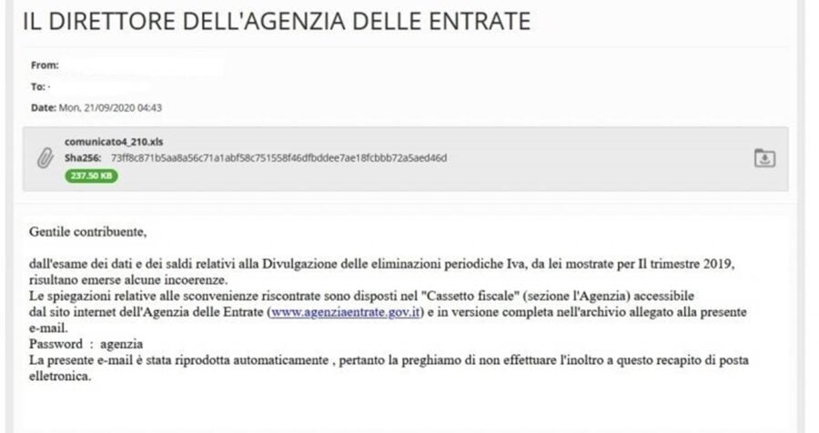 Finte email dall’Agenzia delle Entrate per trafugare dati sensibili personali