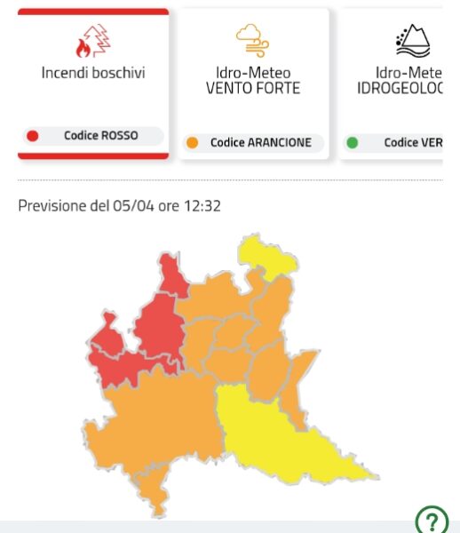 Rischio vento forte e incendi boschivi a Milano e provincia