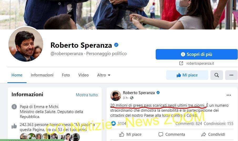 pandemia,speranza,green pass. Per il ministro Speranza la pandemia in Italia è finita, ma pare non essersene accorto - 09/08/2021