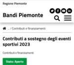 Regione Piemonte. Aperti i bandi sullo sport