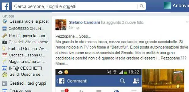 Stefano Candiani. Lega Nord, Facebook