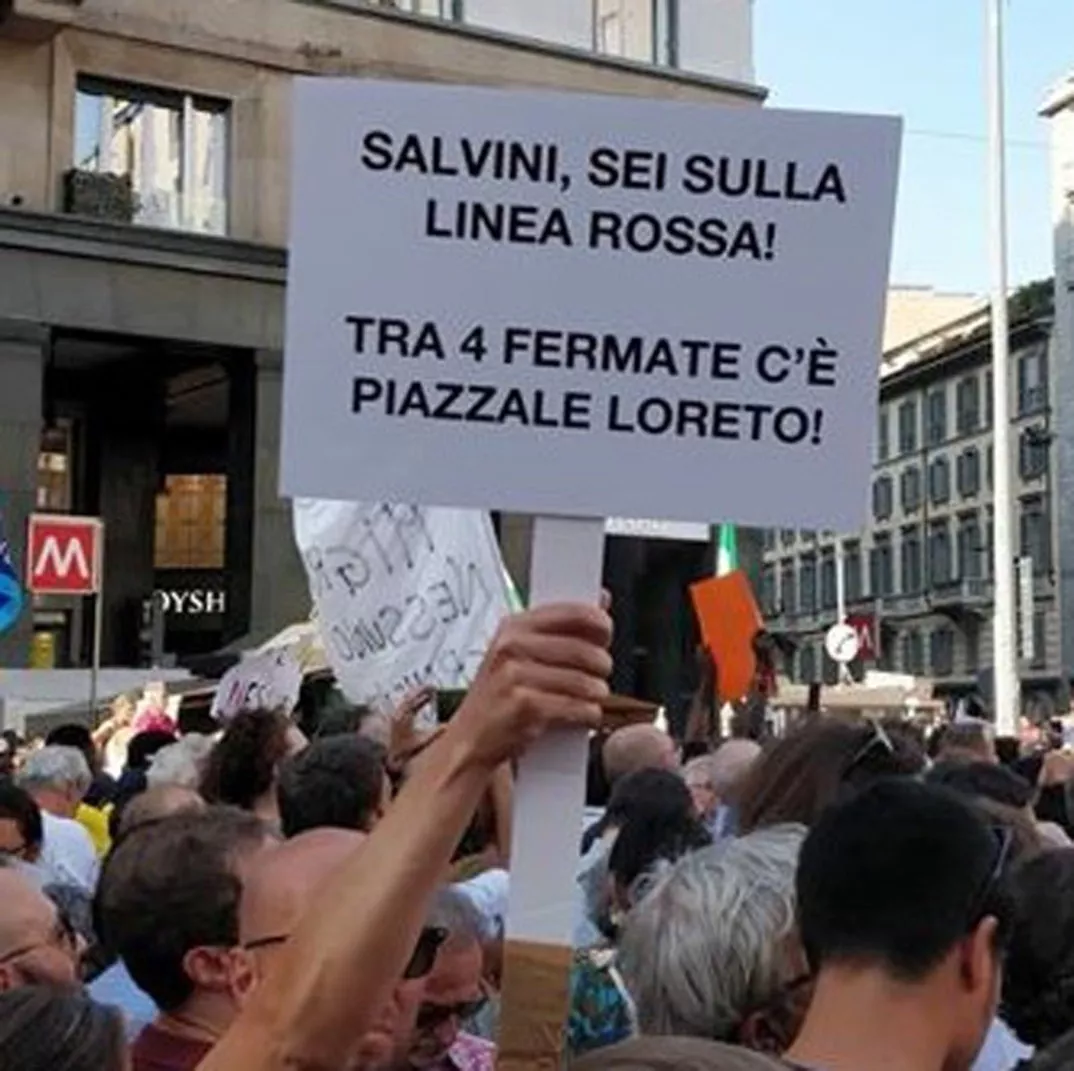 . foto cartello contro Salvini - 29/08/2018